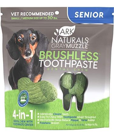 Gray Muzzle Brushless Toothpaste, Senior Dog Dental Chews for Small to Medium Breeds, Vet Recommended for Plaque, Bacteria & Tartar Control, 1 Pack Small & Medium Breeds