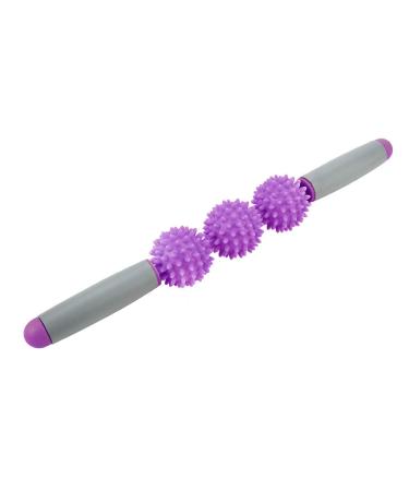 Yoga stick muscle scooter cellulite spiky ball for back arms shoulder leg massage tab exercise muscle relaxation rolling leg roller calf yoga fascia massager (purple)