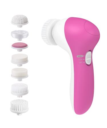 Facial Cleansing Brush Face Scrubber Electric Exfoliating Spin Brush Cleanser Brushes Deep Cleaning Waterproof Exfoliator Spa Machine Acne Skin Care Tone Skin on Face Spinning Cleaner Set (Pink)
