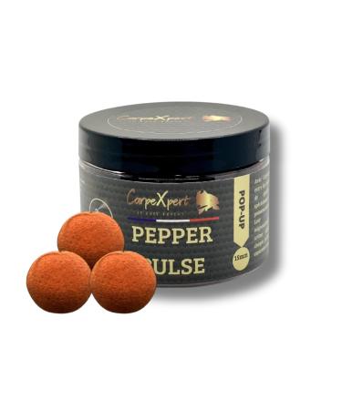 CarpeXpert - Pop-up Pepper Pulse - 15mm - Boilie Floating Boosted & Hyperprotein - Continuous Diffusion over 22h+ - 50g - Car
