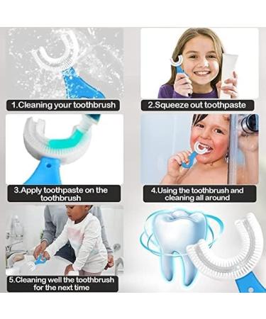 U-Shape Kids Toothbrush - 360 Whole Mouth Dental Care Soft Silicone - Pack of 2 for Ages 2-12 - Buy Online on GoSupps.com
