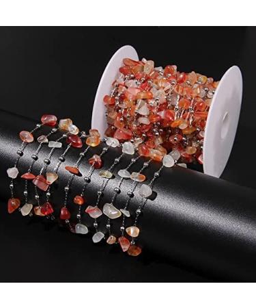 Handmade Pearl Necklace in 50/100 cm | Natural Gravel Stone & Silver Stainless Steel | Unique Jewelry Accessories - 22 Red Watermelon 6 1/8 Size - Buy Online on GoSupps.com