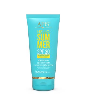 Apis | HELLO SUMMER SPF 30 Sun Lotion | UVA and UVB Protection | Mineral Filters | Carotene | Cocoa Butter | Plant Extracts | Volume 200 ml