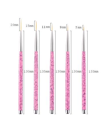 5-Piece Nail Art Brush Set - Professional Thin Gel Brushes for Intricate Nail Designs - DIY Glitter Gel Brush (Pink) - Buy Online on GoSupps.com