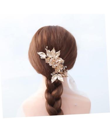 Angoily Golden Flower Hair Comb Bridal Headpiece Crystal Bridal Hair Clips Hair Accessory for Women Combs for Women Crystal Bridal Hair Barrette Tiara Veil Bride European and American - Buy Online on GoSupps.com