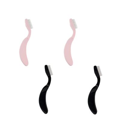 LFRANK 4 Packs Folding Eyelash Comb Stainless Steel Teeth Eyebrow Comb Lash and Brow Makeup Brush