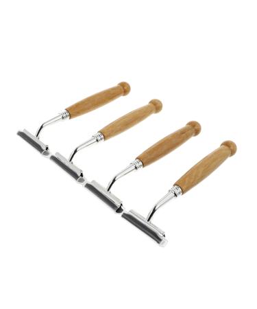 Frcolor tool 4 pieces of razor with bamboo handle double razor razor for men handing tools manual barturasier safety razor handle out of bamboo man razor blade metal