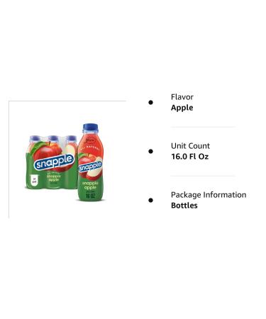 Snapple Apple Drink - 16 fl oz (Pack of 12) | Refreshing Apple Flavor | Plastic Bottles - Buy Online on GoSupps.com