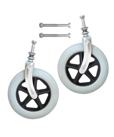 Front Wheel with Front Fork Wheelchair Front Castor Wheels 6" 7" 8" Wheelchair Caster Replacement Wheel 2 Pieces Solid Wheel Accessories(Gray 8"(200mm)) 8"(200mm) Gray