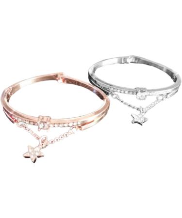 Minkissy 2-Piece Hand Jewelry Set | Star Bracelet for Women | Rose Gold Bracelets 19.5cm x 1.2cm | Shop Internationally - Buy Online on GoSupps.com
