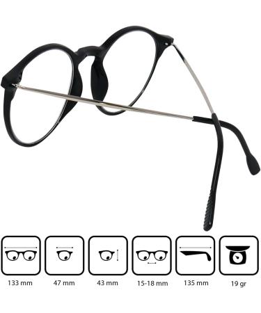 Mini Anti Blue Light Glasses for Reading - Round & Rectangular Black Plastic Frame Free Case Women s 2.5 Diopters - Buy Online on GoSupps.com