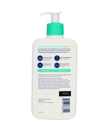 CeraVe Foaming Facial Cleanser 12oz Almond | Gentle Face Wash for All Skin Types - Buy Online on GoSupps.com