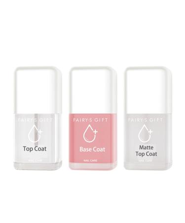 Base and Top Coat Nail Polish Quick Dry Clear Nail Polish Set Shine Top Coat Nail Polish with Base Coat & Matte Top Coat Air Dry Nail Varnish Non Toxic Prevent Nail Gloss & Extend Nail Polish Lasting