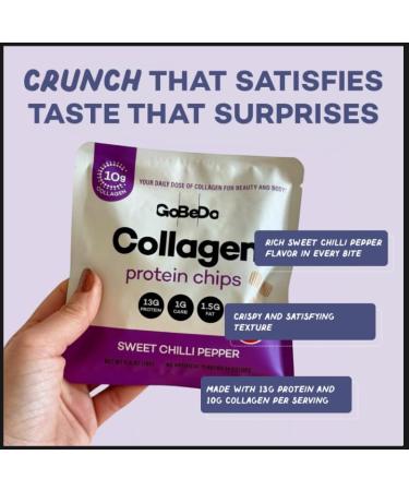 GoBeDo Collagen Protein Chips First Collagen-Based Snack 13g Protein Low Carb Keto Friendly Healthy Chips & Crisps Alternative to Collagen Powder Gluten-Free 10 Bags Variety Pack - Buy Online on GoSupps.com
