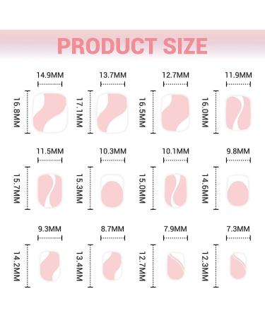 24Pcs Short Square French Press on Nails - White Swirl Design False Nails for Women & Girls - Buy Online on GoSupps.com