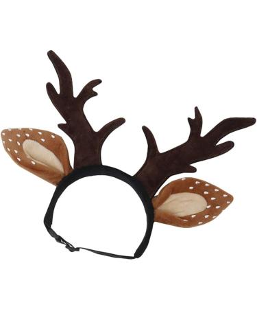 POPETPOP Dog Antlers Costume-Dog Elk Antler Reindeer Hat Cap Cat Christmas Costume Outfits Cat Headwear Small Big Dog Hat Headwear Hair Grooming Accessories-Large - Buy Online on GoSupps.com