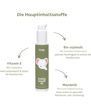 boep Huile de bain pour b b - Additif de bain nourrissant l'huile de jojoba bio et l'huile d'amande pour nouveau-n - Cosm tique naturel v g talien - quipement de premier soin pour b b 100 ml (Lot de 1) - Buy Online on GoSupps.com