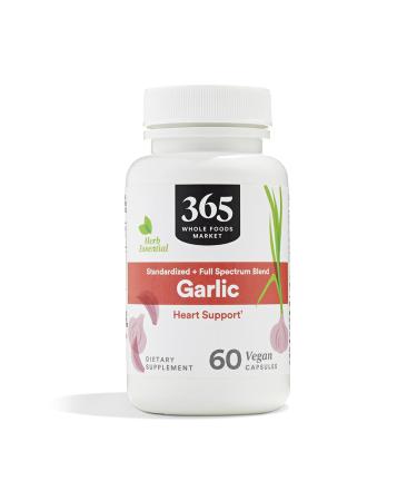 365 by Whole Foods Market Garlic Dietary Supplement Vegan Capsules Supports Heart Health 60 Count 60 Count (Pack of 1)