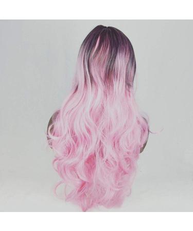 BGHJUE Ms Liu Hai Pink Gradient Long Curly Wig - Heat Friendly Grandma Ash Color - Buy Online on GoSupps.com