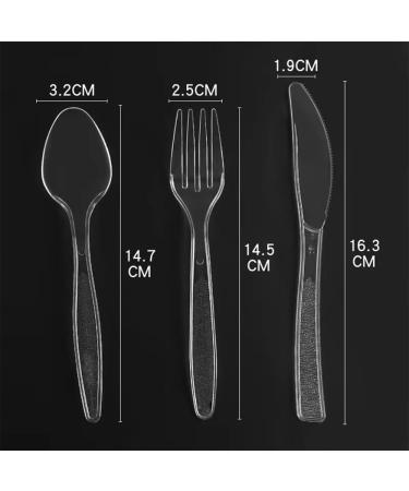 Clear Heavyweight Plastic Silverware for Birthday Party Barbecue Party Wedding ect (Transparent Including 100 Forks 100 Spoons 100 Knives) - Buy Online on GoSupps.com