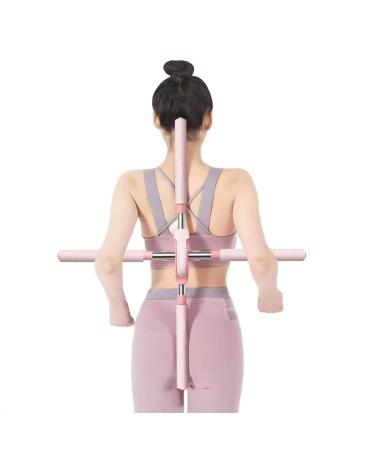 Posture Corrector,yoga sticks stretching tool,yoga sticks for posture, retractable design for adult and child Back Brace Posture Corrector (Pink)