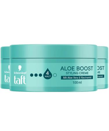 handle TAFT Styling Cream Aloe Boost holding level 4 3 x 100 ml soft and nourishing hair wax with aloe vera complex and niacinamide styling wax for natural looks and longlasting hold