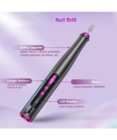 iFutniew Cordless Electric Nail Drill Professional for Acrylic Gel Rechargeable Portable Nail Set - Buy Online on GoSupps.com