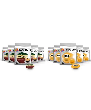 Tassimo capsules Jacobs Caff Crema Classico 80 coffee capsules 5 -pack 5 x 16 drinks & capsules Caf HAG 80 coffee capsules 5 -pack 5 x 16 drinks bundle with coffee capsules