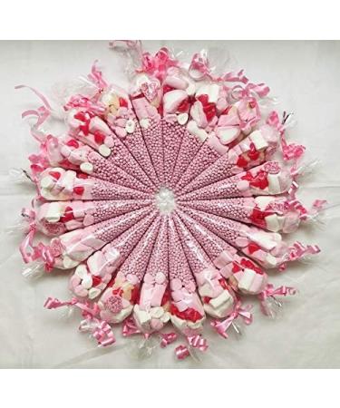 Filled Pink Sweet Candy Cones x 6 Party Bags Bag Assorted Birthday Christening Wedding - Buy Online on GoSupps.com