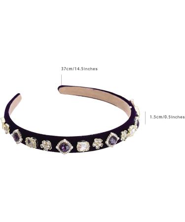 scicent Purple Headband Vintage Crystal Rhinestone Hairbands Bling Sparkle Diamond Hair Band Velvet Padded Hair Hoops Party Wedding Head Hoop Fashion Hair Accessories for Women - 27321 - Buy Online on GoSupps.com