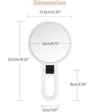 Double Sided 5X/1X Magnifying Hand Held Makeup Mirror - Compact Cosmetic Vanity Mirror for Girls Ladies - White - Buy Online on GoSupps.com