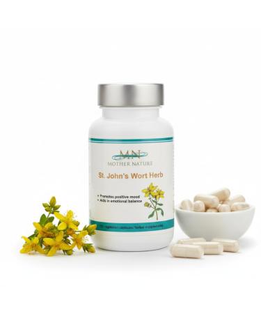 Mother Nature St. John s Wort Herbal Supplement - 415mg Hypericum Perforatum Botanical Herb - 120 Vegan Capsules - Made in USA