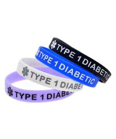Set of 5 Type 1 Diabetes Diabetic Awareness Insulin Dependent Silicone Bracelets Wristbands