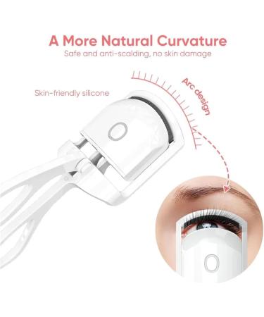 Heated Eyelash Curler Rechargeable Electric Eyelash Curler Heated Eyelash Clip for Make Up Professional Lash Curler for All Eye Shapes Ideal Gift for Women Girlfriend (White) - Buy Online on GoSupps.com