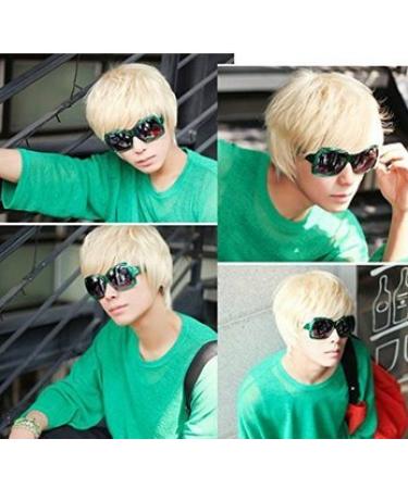 Fashion Punk Style Men's Short Platinum Blonde Wig | Cool Male Straight Hair - Buy Online on GoSupps.com