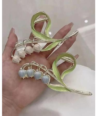Korean Hair Accessories Alloy Lily of The Orchid Hair Claw 4.3"Bell orchid Flower Large Metal Hair Claw Clips Non-Slip Strong Flower Shark Clip Hairpin Hair Accessories (Pink) - Buy Online on GoSupps.com