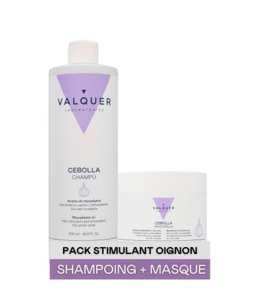 Valquer Laboratorios Pack Shampoo + Onion Mask. Reduce grease. Hair stimulant. Antioxidant hair. Purifying All hair types 500 ml + 300 ml