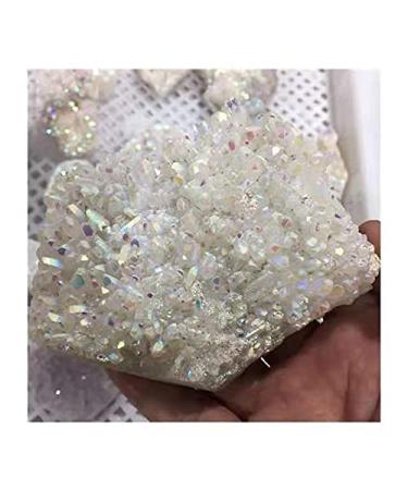 1pc Minerals Crystal Crafts Natural Rainbow Aura White Crystal Cluster for Home Decoration 200-260g