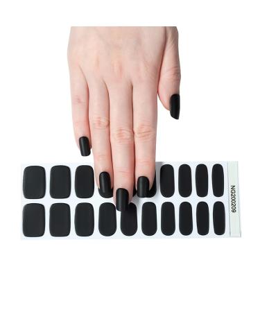 Semi Cured Gel Nails Strips 20 Stickers Nail Wraps Soft Self-Adhesive Gel Nail Stickers Salon-Quality Gel Nail Strips for Nails French Tip Manicure UV/LED Lamp Required (Matte Black-209)