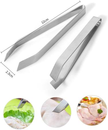 FRCOLOR Stainless Steel Food Tweezers - 3PC Set for Hair & Bone Removal | Precision Sloping Tweezers | 11x2.3cm | International Shipping Available - Buy Online on GoSupps.com