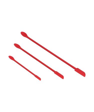 Syrisora Small Spatula and Long Double Headed Silicone Mini Spatula for Jam Cake Cream Makeup Bottle (Red)