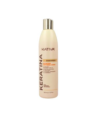 Kativa Keratin Nutritional Shampoo 355 ml | Reconstruction, softness and shine | Salt, sulfate and paraben free | with hydrolyzed keratin and ceramides | Damaged hair