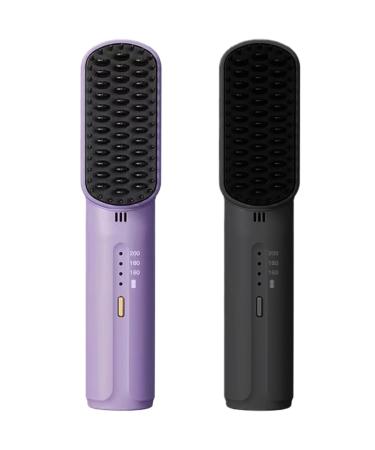 Wireless Hair Straightener Brush - 3 Temperature Settings for Fast Heat | Ideal for Women - Sleek Black Design - Buy Online on GoSupps.com