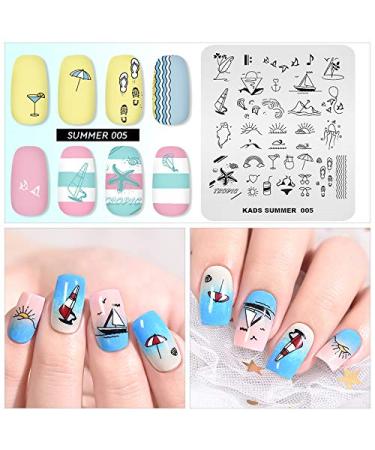 Summer Nail Stamp Plate - Beach Bikini & Juice Designs | DIY Nail Art Stamping Tools SU005 - Buy Online on GoSupps.com