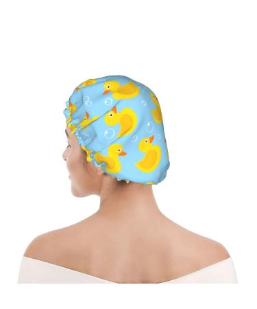 Yellow Rubber Duck Reusable Shower Cap | Double Layer Waterproof Hair Protector for Women, Kids, and Men - Buy Online on GoSupps.com