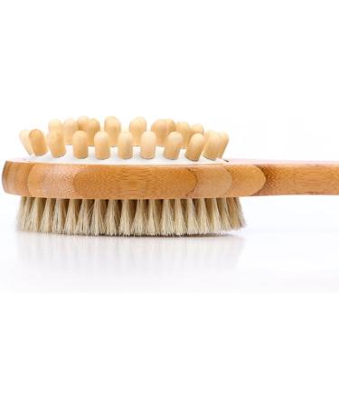 MCUILEE Wooden Bath Brush | Long Handle Body Massager Shower Brush with Bristles for Exfoliating & Back Scrubbing - International Shipping Available - Buy Online on GoSupps.com