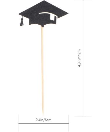 VALICLUD 24pcs graduation decorations class of 2023 graduation cap decorations toothpicks Cake Decor happy graduation congrats grad cupcake topper graduation 2021 mini Wooden cocktail Black - Buy Online on GoSupps.com