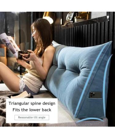 Luxury Headboard Pillow and Large Wedge Back Lumbar Support Washable and Removable Cover(Blue 200x50x20cm) Blue 200x50x20cm - Buy Online on GoSupps.com