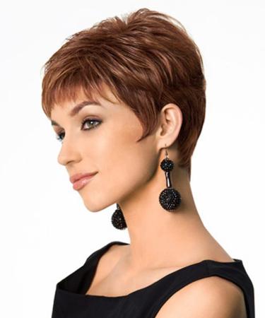 Short Pixie Cut Wigs for White Women Brown Auburn Short Wigs with Bangs Natural Layered Synthetic Hair Wigs