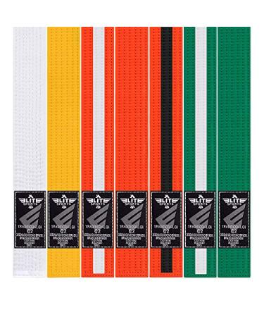 Elite Sports New Item Kids Jiu Jitsu Belt, Brazilian Jiu Jitsu Kids Mma Bjj Pro Rank Belt with Preshrunk Fabric, Green/White (C3)